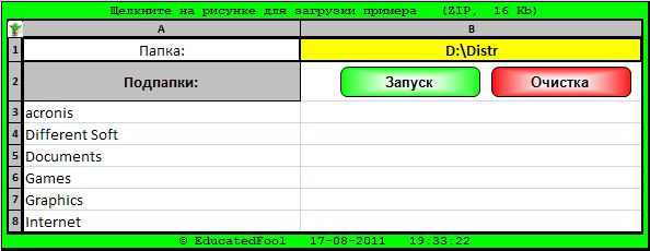 загрузка списка подпапок